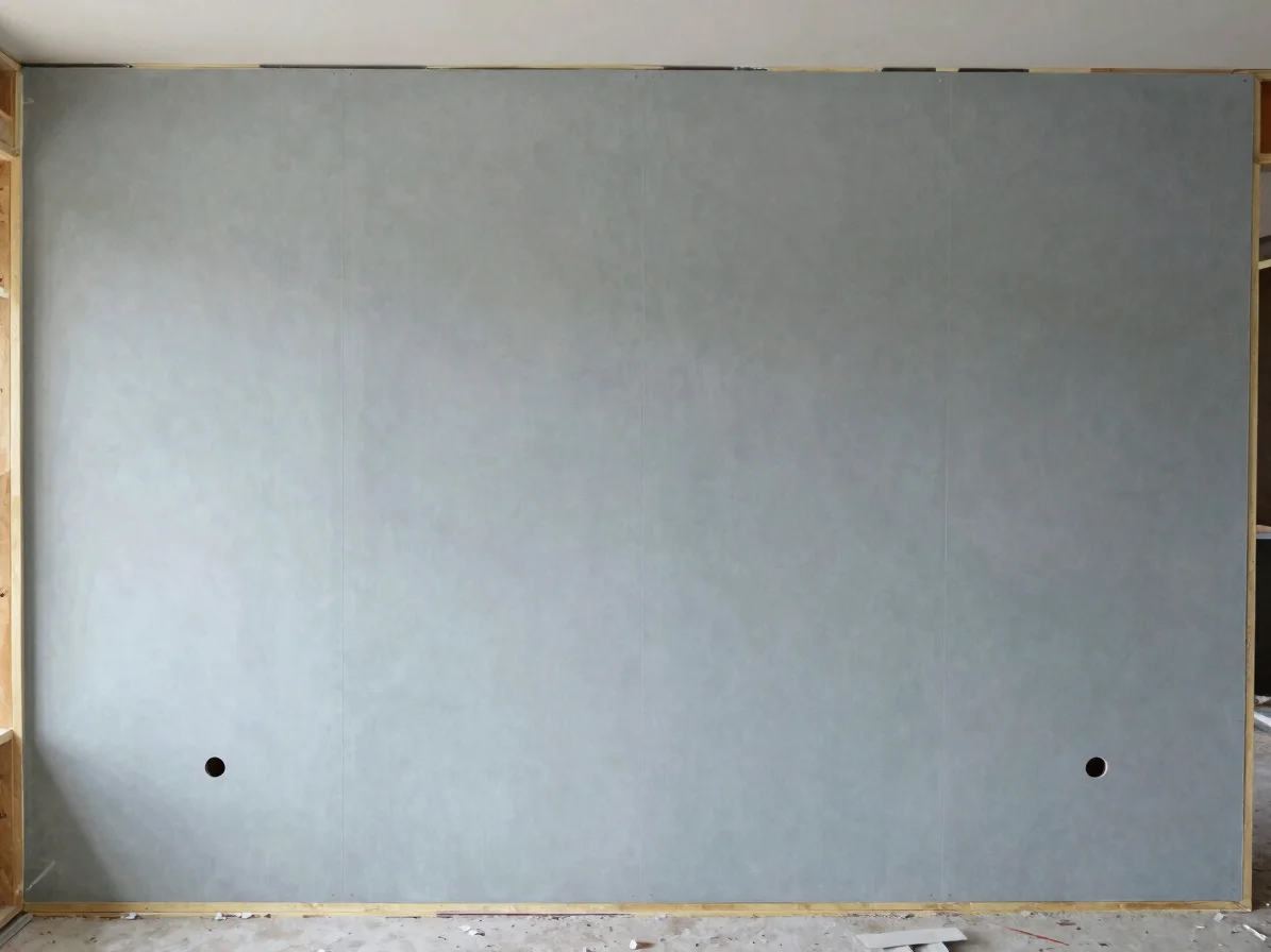 Documentary view of new drywall panels being installed on a frame